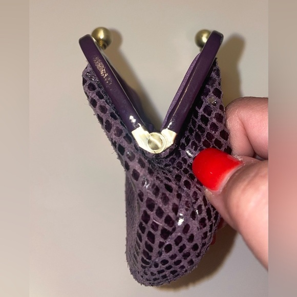 Coach Signature Purple Snakeskin Framed Kisslock Coin Purse - Picture 5 of 5